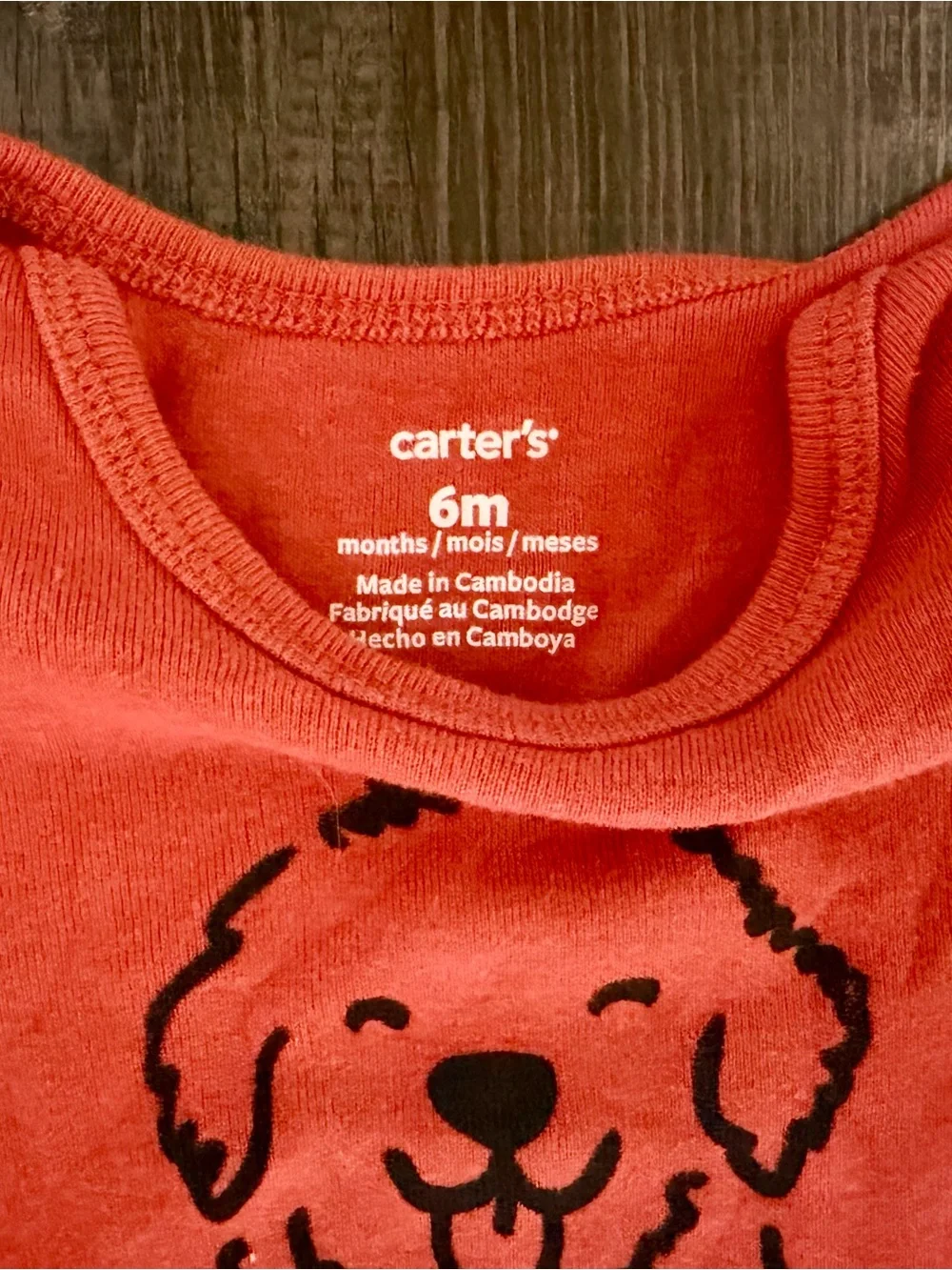 Carter's Coral Long-Sleeve One-Piece with Puppy Graphic